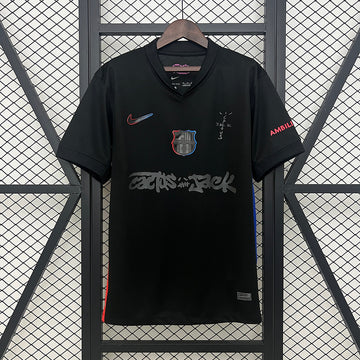Cj X Nike X Fc Barcelona Black  25/26 Black Jersey 2024 front view