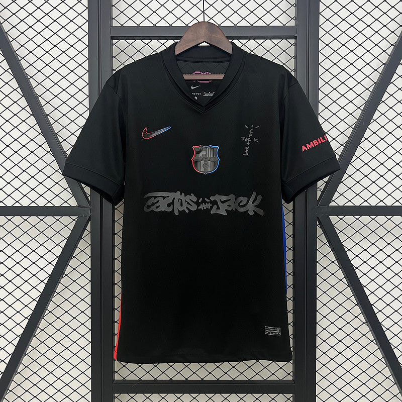 Cj X Nike X Fc Barcelona Black  25/26 Black Jersey 2024 front view