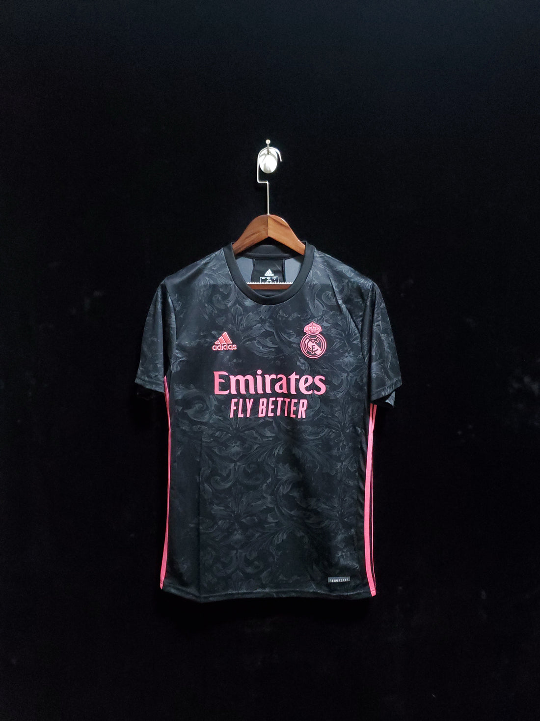 20/21 Real Madrid Black/Pink Black Jersey 2024 front view