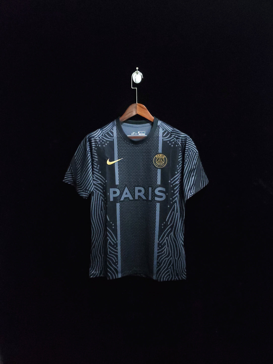 20/21 Psg Black Pre-Race Black Jersey 2024 front view