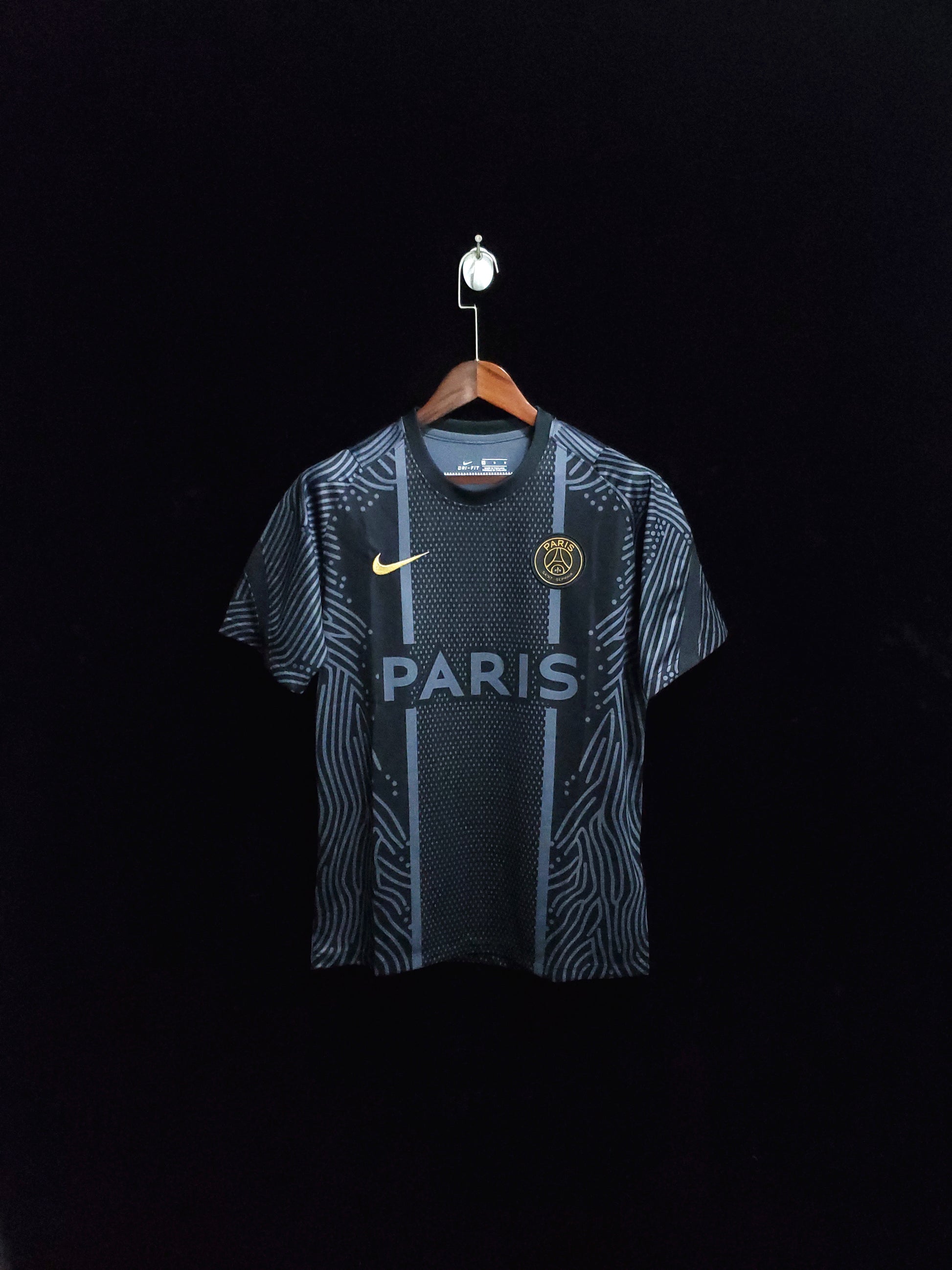 20/21 Psg Black Pre-Race Black Jersey 2024 front view