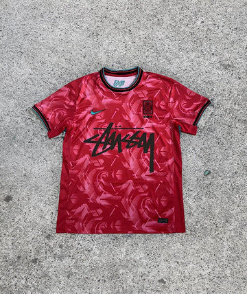 Korea X Stussy Red Red Jersey 2024 front view