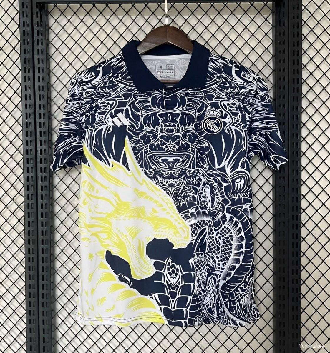 23/24 Real Madrid Black/White Dragon Black Jersey 2024 front view