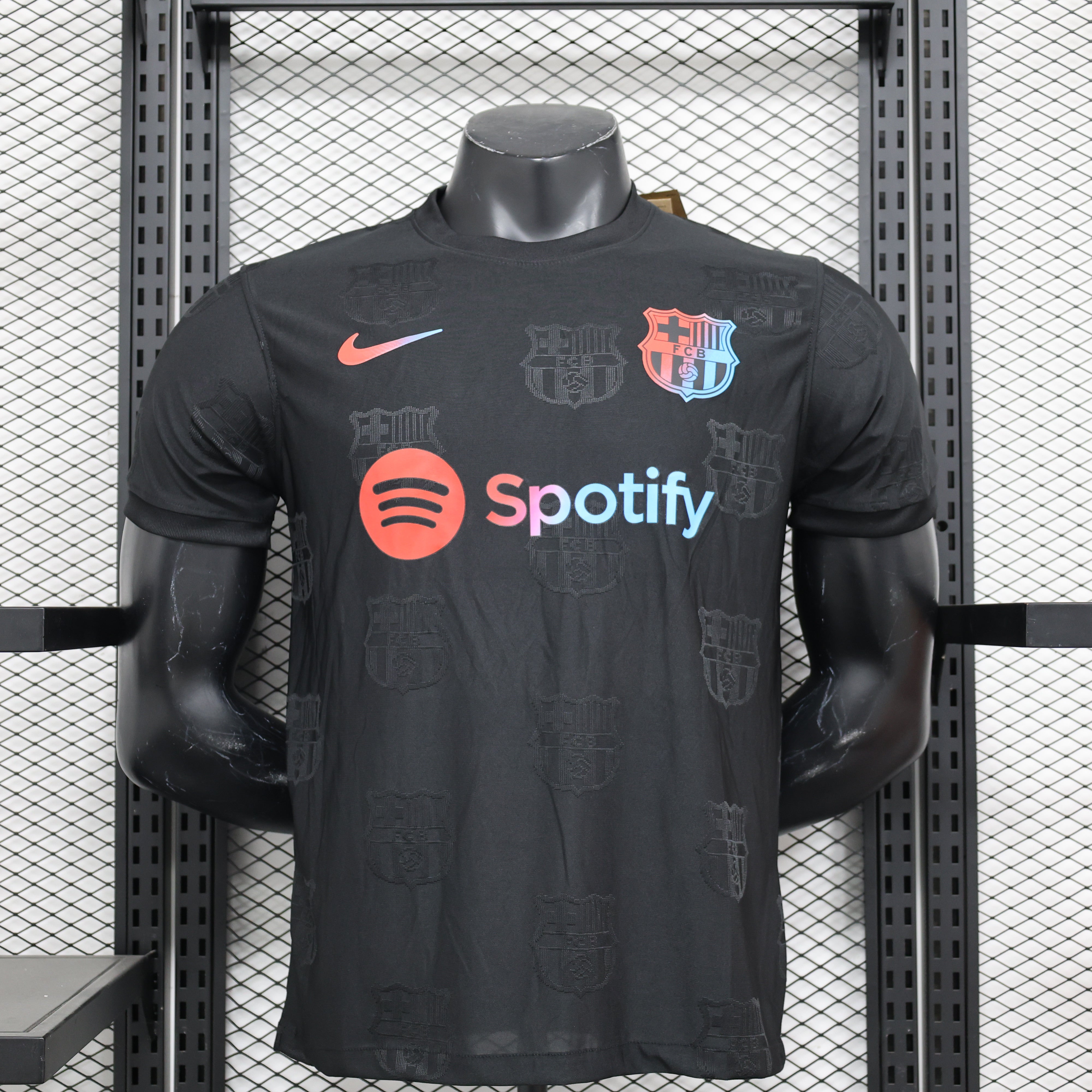 Fcb Double Black 2025 Black Jersey 2024 front view