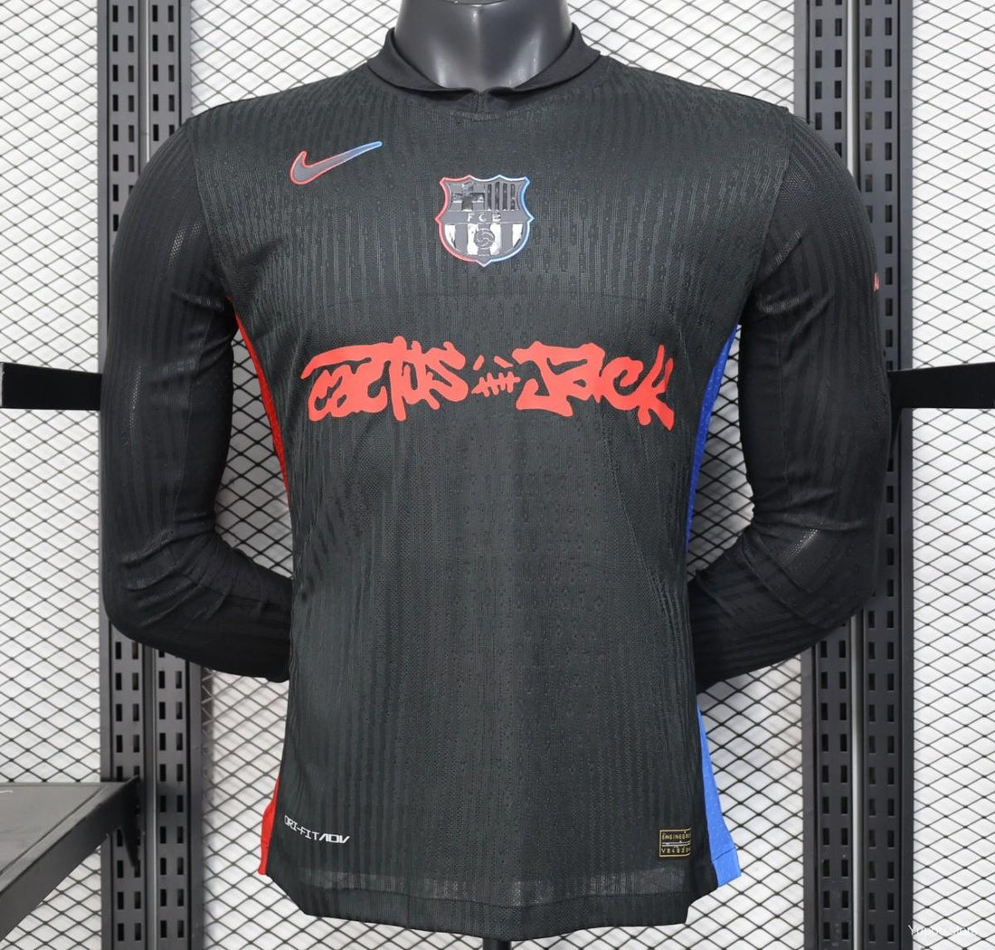 Cj X Nike X Fc Barcelona Long Sleeve  25/26 (Copie) Home Jersey 2024 front view