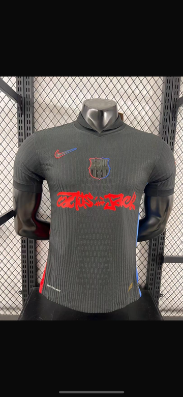 Cj X Nike X Fc Barcelona Black Black Jersey 2024 front view